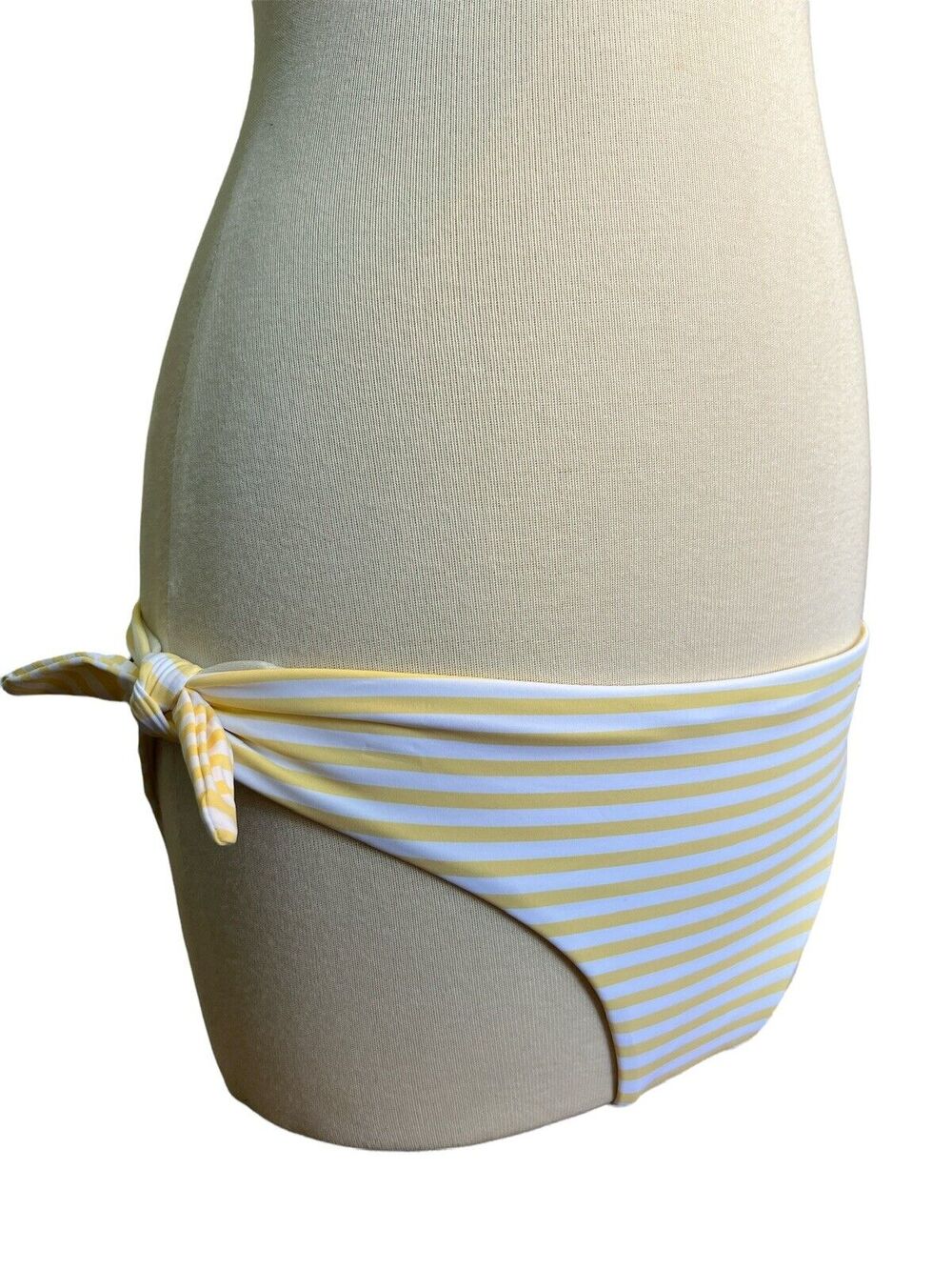 L Gianni Bini Yellow Striped Bikini Bottom Bow Sides High Cut